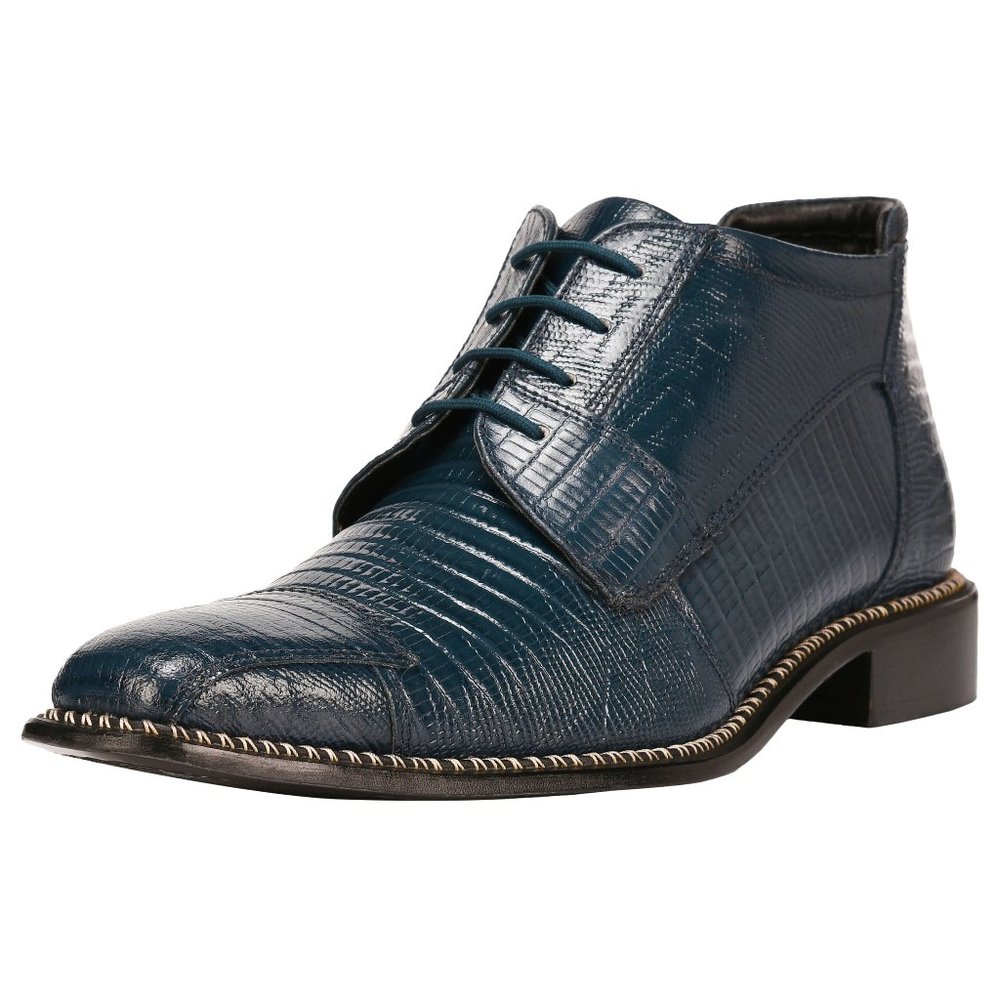 LIBERTYZENO NAVY LEATHER LACE-UP BOOTS